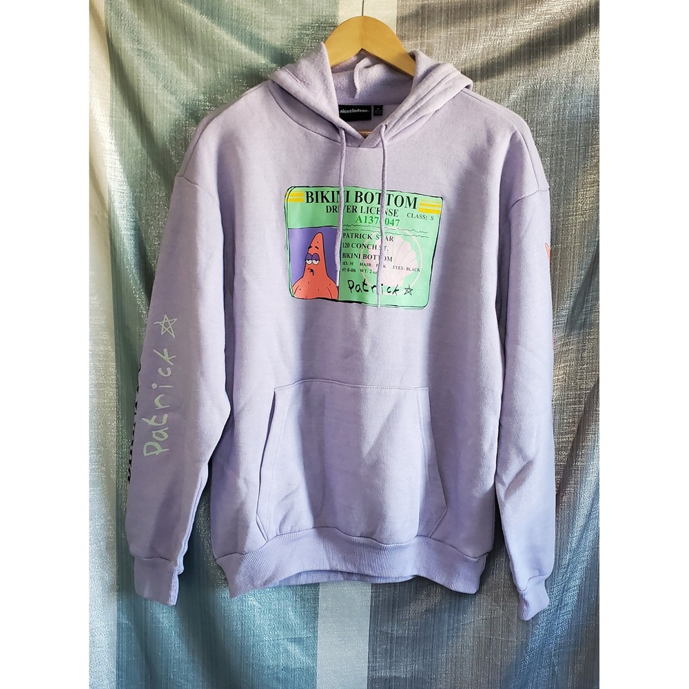 Nickelodeon Patrick Star Bikini Bottom‎ Lavender Hoodie M SpongeBob Kawaii 90s